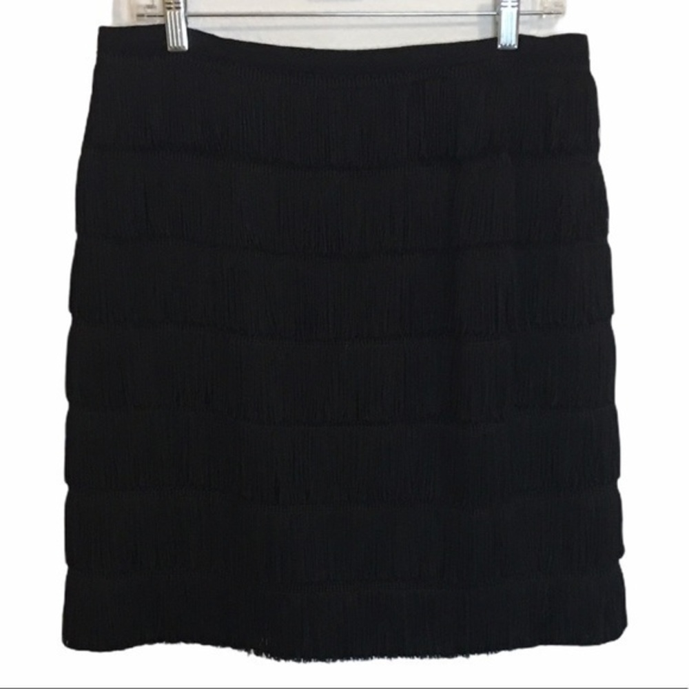 Vintage K Design Group Black Fringe Pencil Skirt